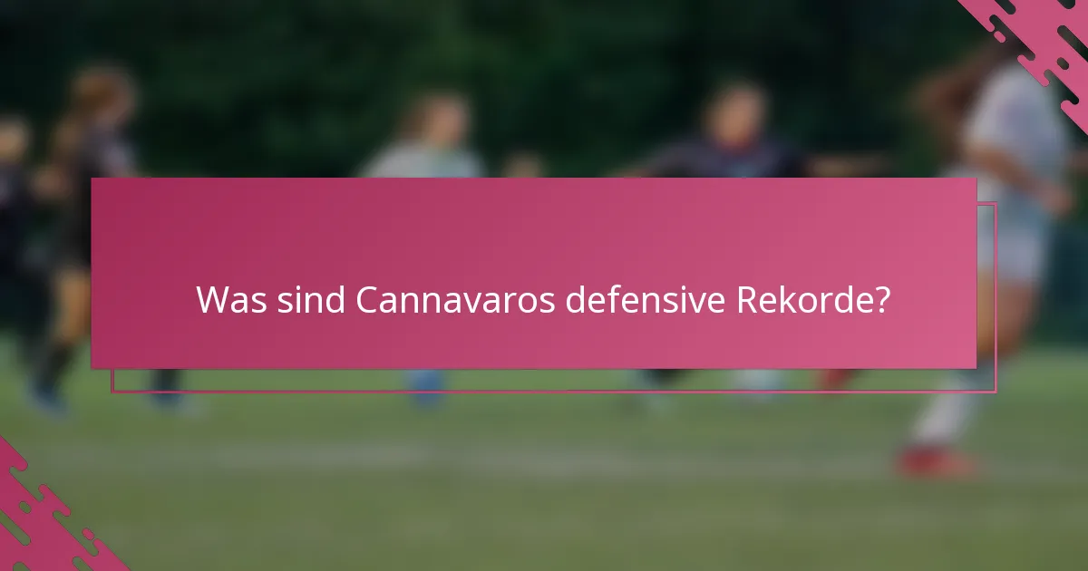 Was sind Cannavaros defensive Rekorde?