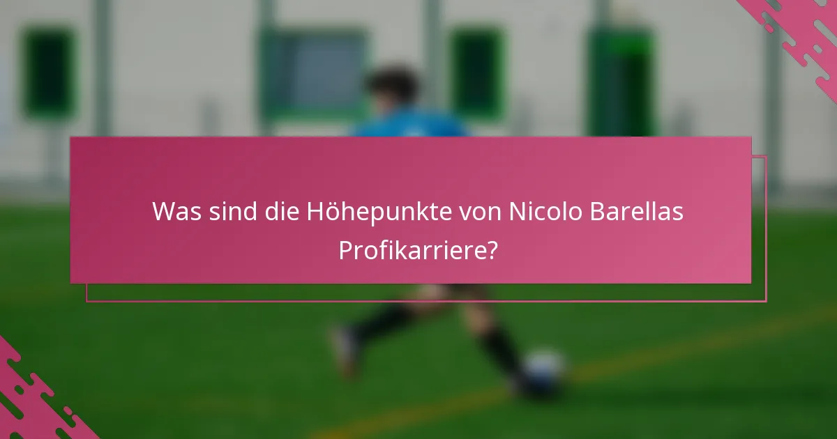 Was sind die Höhepunkte von Nicolo Barellas Profikarriere?