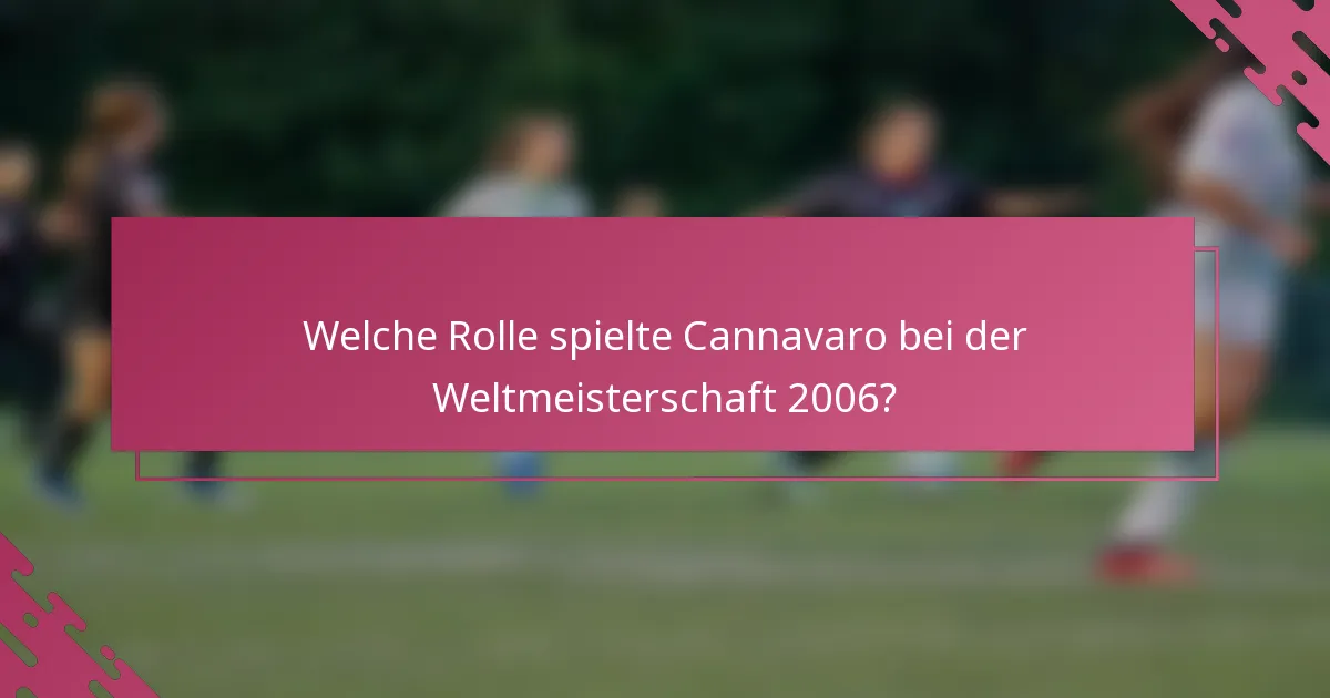 Welche Rolle spielte Cannavaro bei der Weltmeisterschaft 2006?