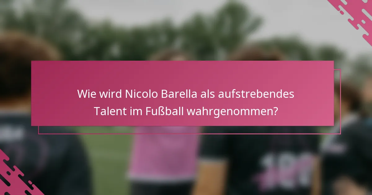 Wie wird Nicolo Barella als aufstrebendes Talent im Fußball wahrgenommen?